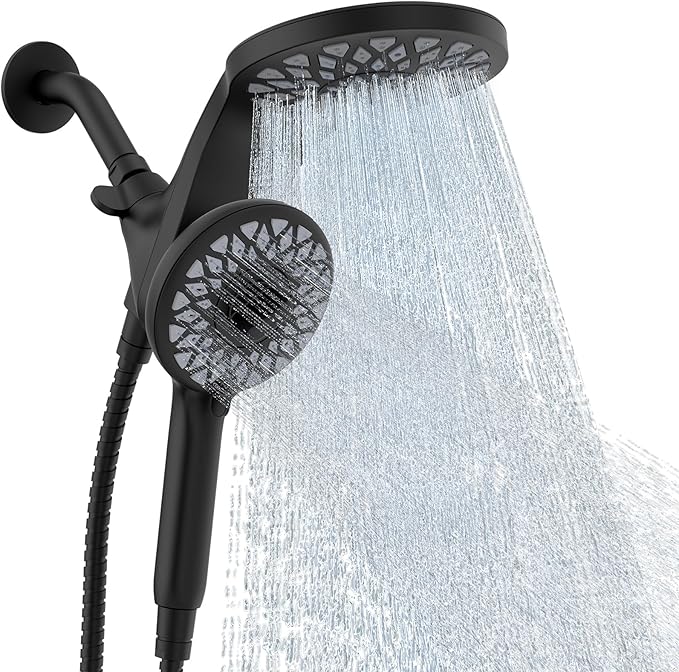 High Pressure Rain Shower Head with Handheld Spray Combo: Detachable Dual Shower Head with 10 Sprays Modes - Upgrade Knob Spray Mode Selector and Magnetic Guidance Docking System