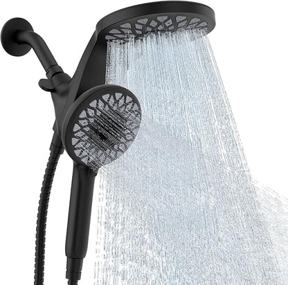 High Pressure Rain Shower Head with Handheld Spray Combo: Detachable Dual Shower Head with 10 Sprays Modes - Upgrade Knob Spray Mode Selector and Magnetic Guidance Docking System