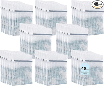 Laundry Bags Mesh Wash Bags with Strong Zipper, Upgraded Honeycomb and Fine Mesh Design Delicate Laundry Bag for College,Dorm,Storage(12X16IN, 48PCS)