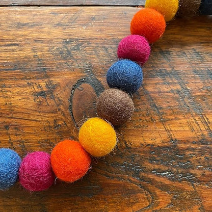 Happy Harvest Garland Wool Felt Balls - 100% Handmade Pom Poms - (50) Pure New Zealand Wool Felt Balls - DIY Pompoms - Approximately 1" Size - Drawstring Muslin Bag
