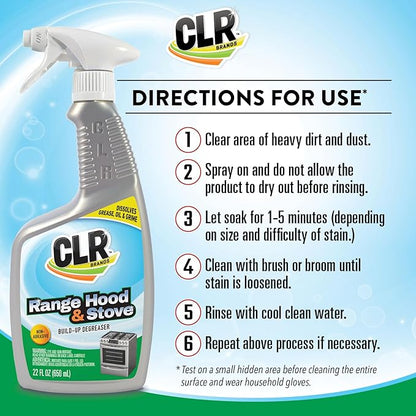 CLR Brands Range Hood & Stove Build Up Degreaser, 22 fl. oz., Fast Acting, Non Abrasive Cleaner, Works on Glass Stove Tops, Oven Racks, BBQ Grills and More