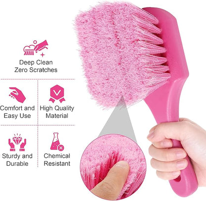 Pink Wheel Brush for Women, Soft Bristle Tire Brushes, Car Rim Cleaning Brush for Auto, Home & Motorcycles