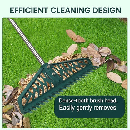 Artificial Grass Rake Innovative Double Sided Turf Rake, 60-Inch Adjustable Handle for Cleaning and Fluffing Artificial Turf, Lawns, Carpets, Patios – Removes Leaves, Pet Hair & Debris