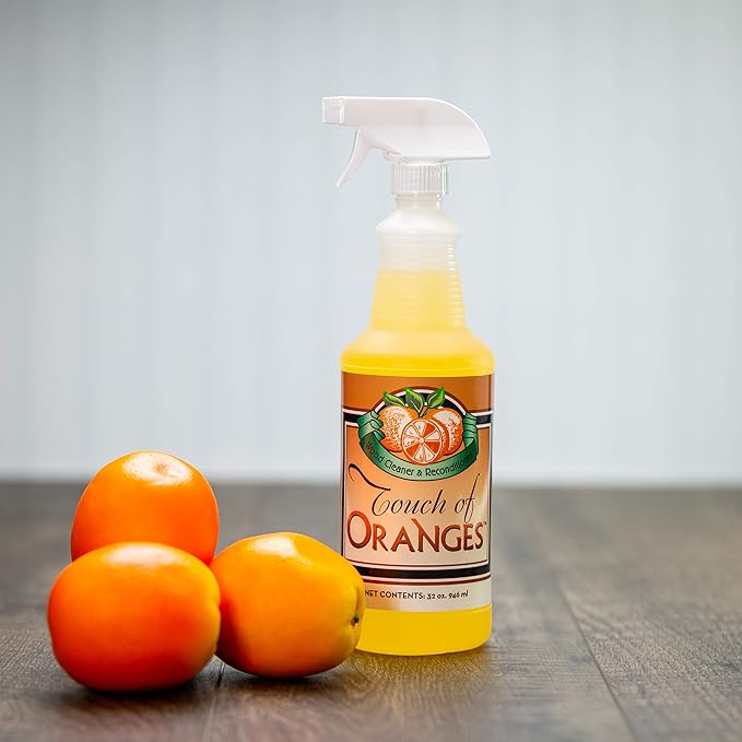 Touch Of Oranges 32 Oz Wood Cleaner & Polish Spray Real Orange Oil Luster Finish, Clean Kitchen Cabinets, Hardwood Floor and All Wood, Restorer, Conditioner