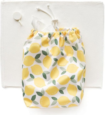 Esembly Paperless Towel Roll - Reusable Kitchen Towels 12-Pack Washable Cotton with Laundry Bag & Hook - Zero-Waste, Absorbent, Washable - Lemons