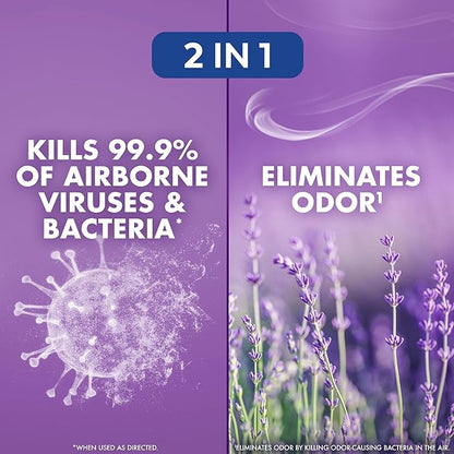 Lysol Air Sanitizer Spray with Bacterial Odor Eliminator for Home & Office, Sanitizing Air Spray, Air Freshener Alternative, Lavender Sky Scent, 10 oz (Pack of 3)