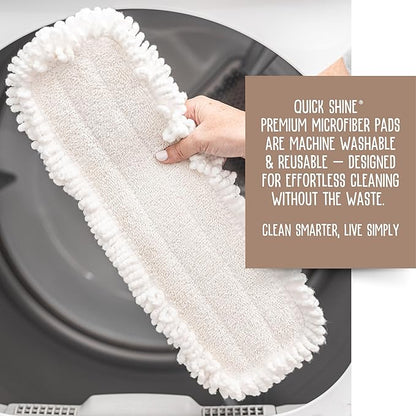 Quick Shine Clean + Dust Pad | Thick White Microfiber Pad Ideal for Dry Dusting and Floor Cleaning | Reusble, Washable & Safe for All Hard Surface Floors