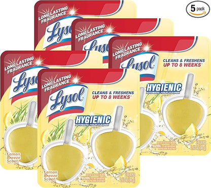 Lysol Hygienic Automatic Toilet Bowl Cleaner, Lemon Breeze, 2 ct (Pack of 5)