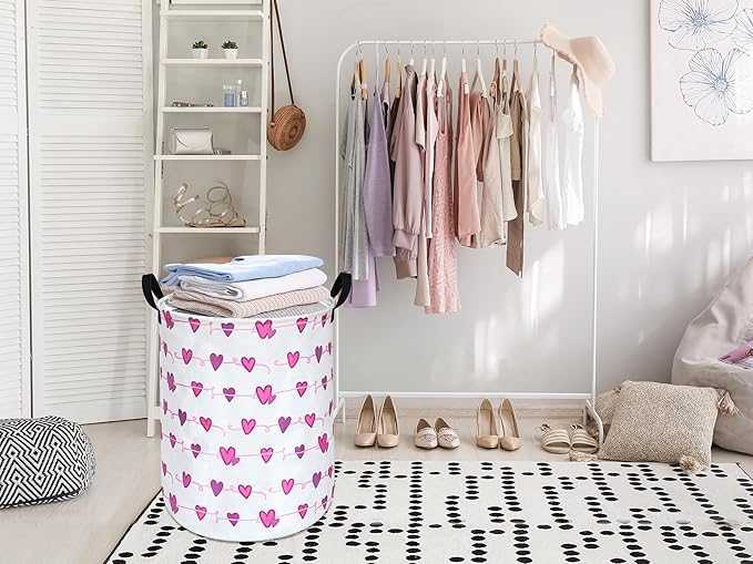 Round Laundry Hamper Storage Basket Bins Clothes Nursery Hamper for Home, Gift Storage Bins with Handles