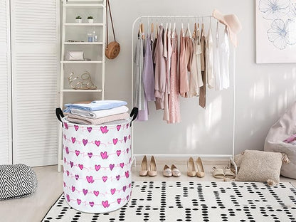 Round Laundry Hamper Storage Basket Bins Clothes Nursery Hamper for Home, Gift Storage Bins with Handles