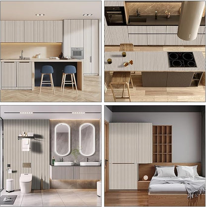 Peel and Stick Wallpaper - Wood Slat Design, 35.4" x 120" Self Adhesive Removable Wall Panel, Contact Paper for Walls, DIY Accent Wall Decor (Easy to Install)