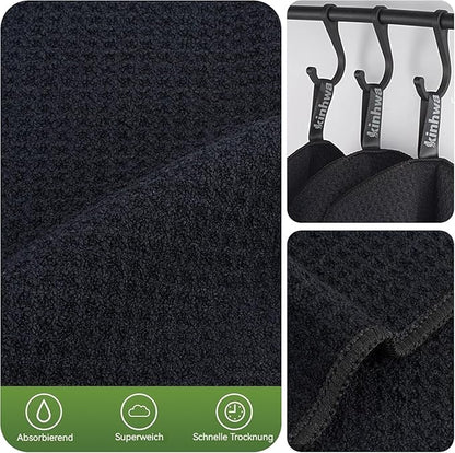 KinHwa Dish Cloths for Washing Dishes Kitchen Towels Microfiber Dish Towels for Kitchen Dish Towels Absorbent 8inch x 8inch 6 Pack (Black, 8in x 8in 10 PC)