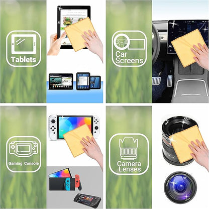 Eco-Fused Microfiber Cleaning Cloths Double-Sided - 5 Pack - 6.6 x 6.2 inch - Microfiber and Suede Cloth for Smartphones, LCD TV, Tablets, Laptop Screens, Camera Lenses (Yellow)