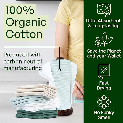 24 Pack Multicolored Reusable Paper Towels - Nature Friendly - Organic Cotton Alternative - Thick, Strong, Paperless Kitchen Dish Cloths - Reusable Napkins - Dish Towels - Cloth Napkin