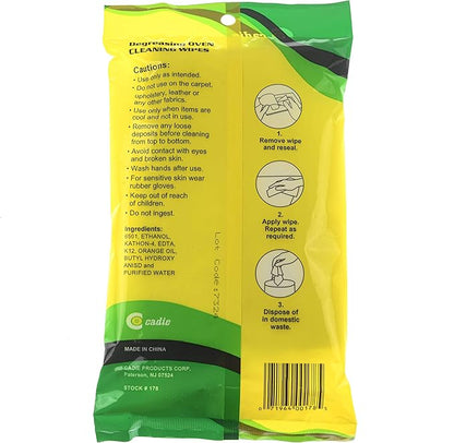 Cadie Degreasing Oven Cleaning Wipes 20 Wipes
