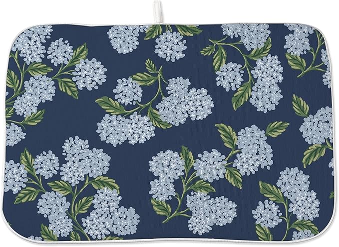 Spring Dish Drying Mat 18x24 Inches For Kitchen Counter Absorbent Blue Hydrangea Floral Kitchen Decoration Summer Flower Drying Mat Pad For Home Kitchen,Dining Room,Office Decor