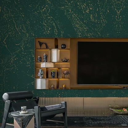 Dimoon 15.7"x78.7"Green Wall Paper Peel and Stick Modern Green and Gold Contact Paper Removable Self-Adhesive Stick on Wallpaper Waterproof Countertops Wallpaper for Kitchen Bathroom Vinyl Roll