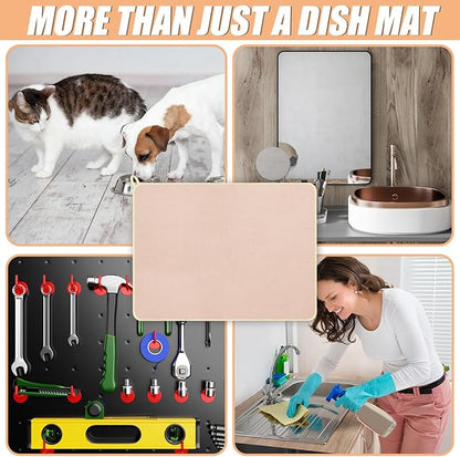 Hushee 2 Pack Extra Large Dish Drying Mat Microfiber Absorbent Dish Drying Pad Large Size Dishes Drainer Mats for Countertop, Sink, Refrigerator or Dryer (30 x 24 Inch,Beige)