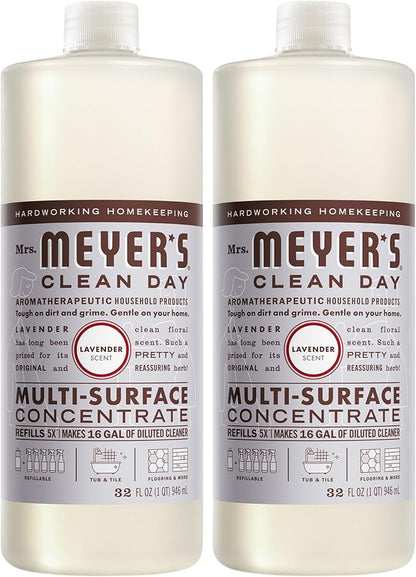 MRS. MEYER'S CLEAN DAY Multi-Surface Everyday Concentrate, Lavender Scent, 32 Fl Oz Bottle - 2 Pack