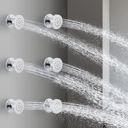 HOMEDEC 2inch Brass Shower Body Sprayer Jets Shower Head, Valve Needed (6pcs, Round-Chrome)