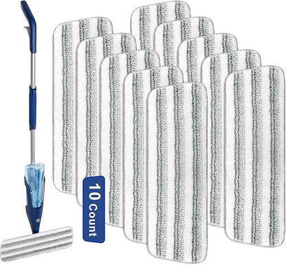 DOCXCDO 10 Count Microfiber Mop Pads for Bona,Rubbermaid Reveal,Libman and All Other 13"-15"Spray Mops,16.5''x5.5''Spray Pads Refills for Wet/Dry Floor Cleaning