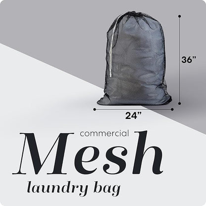 Handy Laundry Mesh Laundry Bags XL 24" x 36" – 2 Pack Heavy Duty, Durable, Machine Washable Drawstring Bags for Delicates, Laundry Hamper Liner, College Dorm, Travel, Storage – Black
