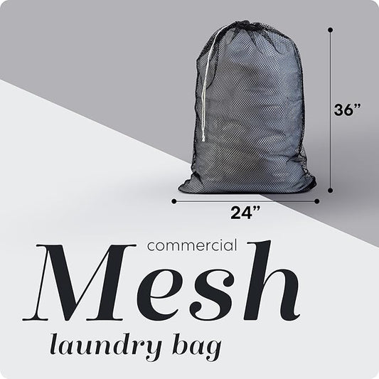 Handy Laundry Mesh Laundry Bags XL 24" x 36" – 2 Pack Heavy Duty, Durable, Machine Washable Drawstring Bags for Delicates, Laundry Hamper Liner, College Dorm, Travel, Storage – Black