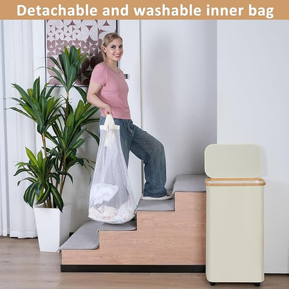 75L Laundry Basket with Wheels,Clothes Hamper for Laundry,Laundry Hamper with Lid and Inner Bag, for Laundry Room, Bedroom, Dormitory Storage,Pink