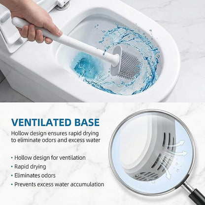 RV Silicone Toilet Brush with Holder, Toilet Bowl Brush for RV Travel Trailers/Campers, Anti-Drip Anti-Roll Compact Toilet Cleaner for Small Bathroom,Made by RVers for RVers