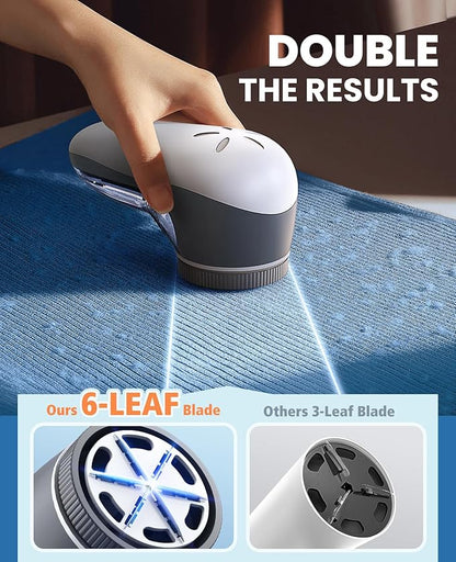 POPCHOSE Fabric Shaver, Lint Shaver for Clothing, Electric Lint Remover with 6-Leaf Blades, Sweater Shavers to Remove Pilling, Clothes Shaver for Couch, Furniture, Fuzz, Lint Ball, USB Rechargeable
