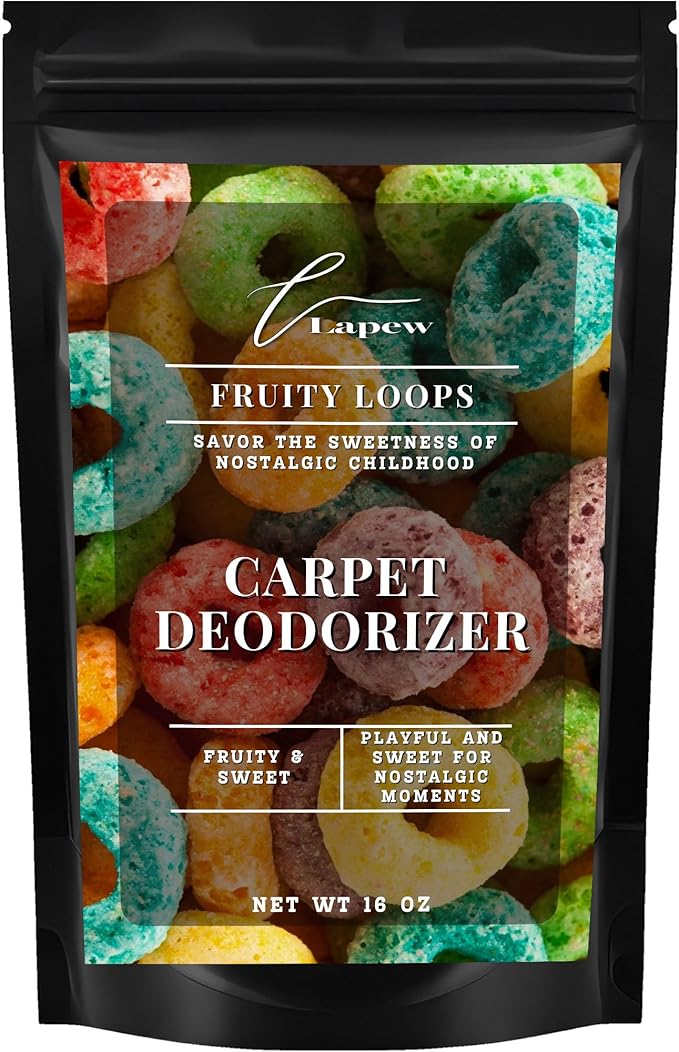 Lapew Fruity Loops Carpet Deodorizer Powder - Pet Safe Freshener for Vacuuming | Scented Odor Eliminator for Home | 16 oz
