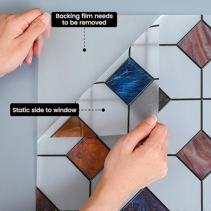DKTIE Window Privacy Film Frosted Glass Static Cling UV Sun Blocking Heat Control Window Tint Day and Night Insulation Home Bathroom Door Decorative (S533, 29.5in X 78.7in)