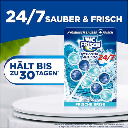 WC-Frisch Kraft Active Fragrance Rinser Fresh Breeze (2 x 50 g), Toilet Cleaner for Cleaning with Every Flush, Fragrance Stones for Long-Lasting Fresh Fragrance, + 50% Anti-limescale Effect