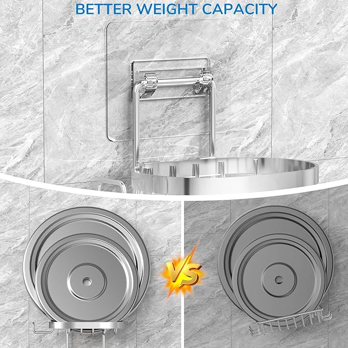 MASADI 2 Tier Soap Dish Holder, Soap Bar Holder with Hooks, Shampoo Bar Caddy for Shower Wall, Razor Holder for Shower, Bar Soap Container 304 Stainless Steel, Bathroom(Silver)