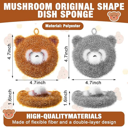 Breling 6 Pieces Raccoon Shape Dish Sponge Dual Sided Non Scratch Dish Washing Scrubbers, Reusable Household Cleaning Kitchen Tools for Dishwashing Washing Dishes Cookware
