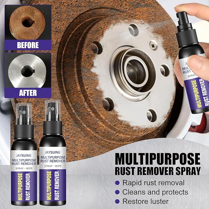 XIRUJNFD Multipurpose Rust Remover Spray, Car Tire Wheel Rust Removal Spray, Iron Powder Remover Spray, Rust Remover Spray for Metal, Car Rust Removal Spray (1,30ml)
