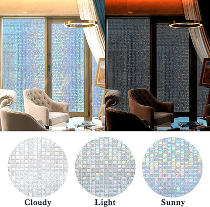 Privacy Window Film Stained Glass Non-Adhesive Rainbow Window Film Home Decorative Vinyl Static Cling Window Stickers Window Covering for Glass Door Bedroom Office 35.4 Inch x 13.1 Feet