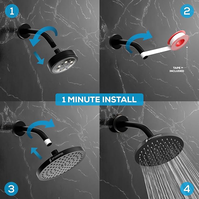 SparkPod Shower Head - High Pressure Rain - Premium Quality Luxury Design - Easy Clean Adjustable Replacement for Your Bathroom Shower Heads (Vintage Oil Rubbed Bronze, 8 Inch Square)