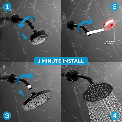 SparkPod Shower Head - High Pressure Rain - Premium Quality Luxury Design - Easy Clean Adjustable Replacement for Your Bathroom Shower Heads (Vintage Oil Rubbed Bronze, 8 Inch Square)