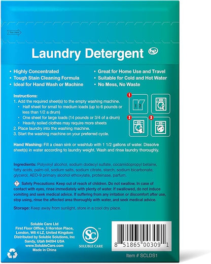 180 loads Laundry Sheets (Ultra-Concentrated, Earth Friendly, Liquid-Free Solution) + Sample Pack (Laundry, Foaming Hand Soap, Toilet & Floor Cleaner Dissolvable Sheets)