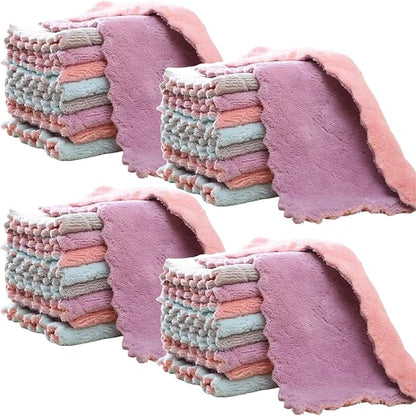 32 Pack Kitchen Cloth, Microfiber Dish Towels Washcloths, Super Absorbent Coral Velvet Dishtowels, Premium Cleaning Cloths,Non-Stick Oil Quick Dry Dish Towels, Soft Tea Towel, Table Cleaning Cloths.