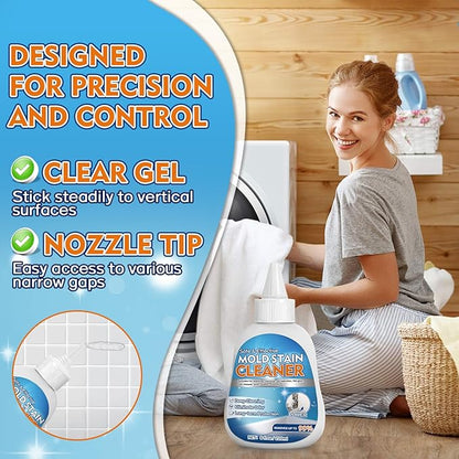 Mold Stain Cleaner Gel, 8 FL oz Heavy-Duty Household Cleaner for Washing Machine Gasket, Shower Caulk, Bathroom Grout & Front Loader Seal