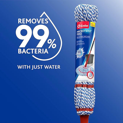 O-Cedar MicroTwist MAX Microfiber Twist Mop with 1 Extra Refill | Features Hands-Free Wringing | Extra Large 18-Inch Mop Head | Safe on All Floor Types