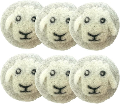 Large Size Organic Fabric Softener Balls, Wool Dryer Balls Laundry Reusable, Reduce Wrinkles & Static Cling, Shortens Drying Time (Pack of 6) (Gray)