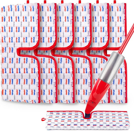 Microfiber Reusable Mop Pads Compatible with O-Cedar Promist MAX, Mop Heads Replacement Thicken Refills Wet Dry Mopping Dual-Sides Use for All Floor Surfaces(6 Pack)