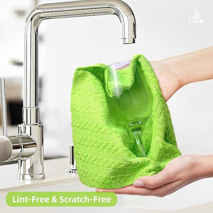 LIVOS Microfiber Cleaning Cloth Roll - 80 Pack, Reusable Paper Towels, Microfiber Towels for Cars, Super Absorbent Lint Free Cleaning Rags for House, Kitchen, Window-Wave Green, 11.5"x11.5"