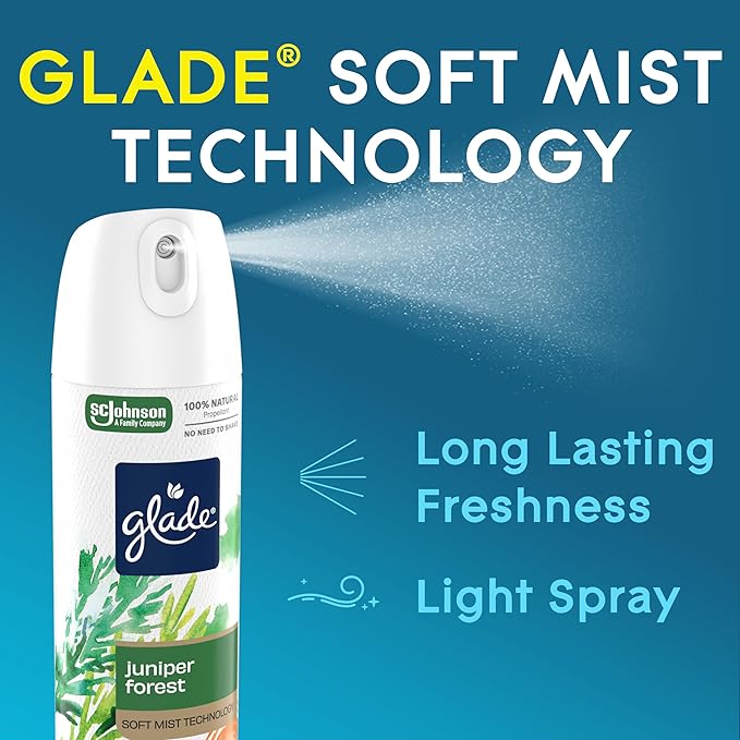 Glade Air Freshener Room Spray, Juniper Forest Scent, Odor Fighting to Deliver Long Lasting Freshness, 7.3 Oz, 6 Count