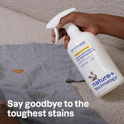 ATTITUDE Stain Remover Spray for Laundry, Removes Odors & Stains, Plant-Based & Vegan, Citrus Zest Scent, 27.1 Fl Oz
