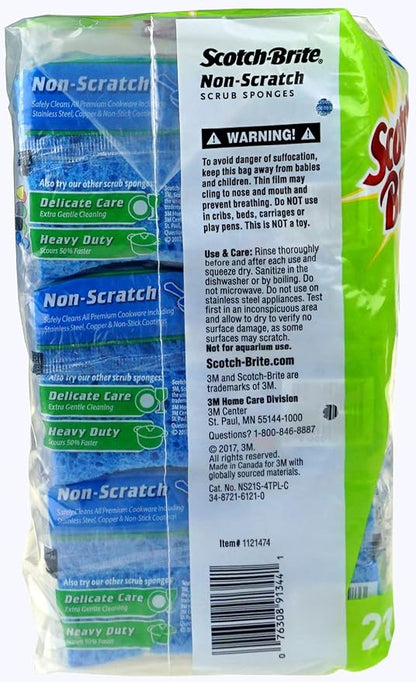 Scotch -Brite Non Scratch Scrub sponges - 21 Pack - Individually Wrapped