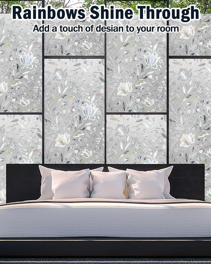 Window Privacy Film Decorative with Installation Tools, Frosted Glass Decorative Film, Window Removable, Peep-Proof, Static Cling (17.5 x 78.7 Inch)